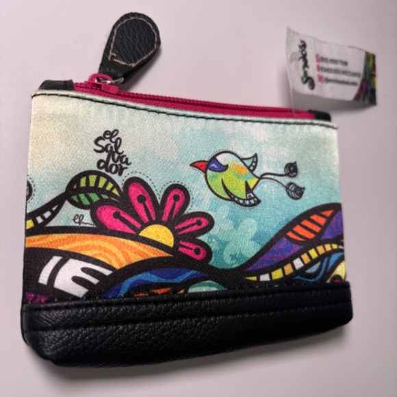 NWT Sondo El Salvador Colorful Coin Purse Bird Flower Women Gift Folk Art - Picture 2 of 9